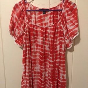 Orange tie dye plus size blouse.